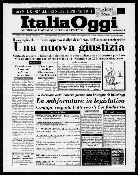 Italia oggi : quotidiano di economia finanza e politica